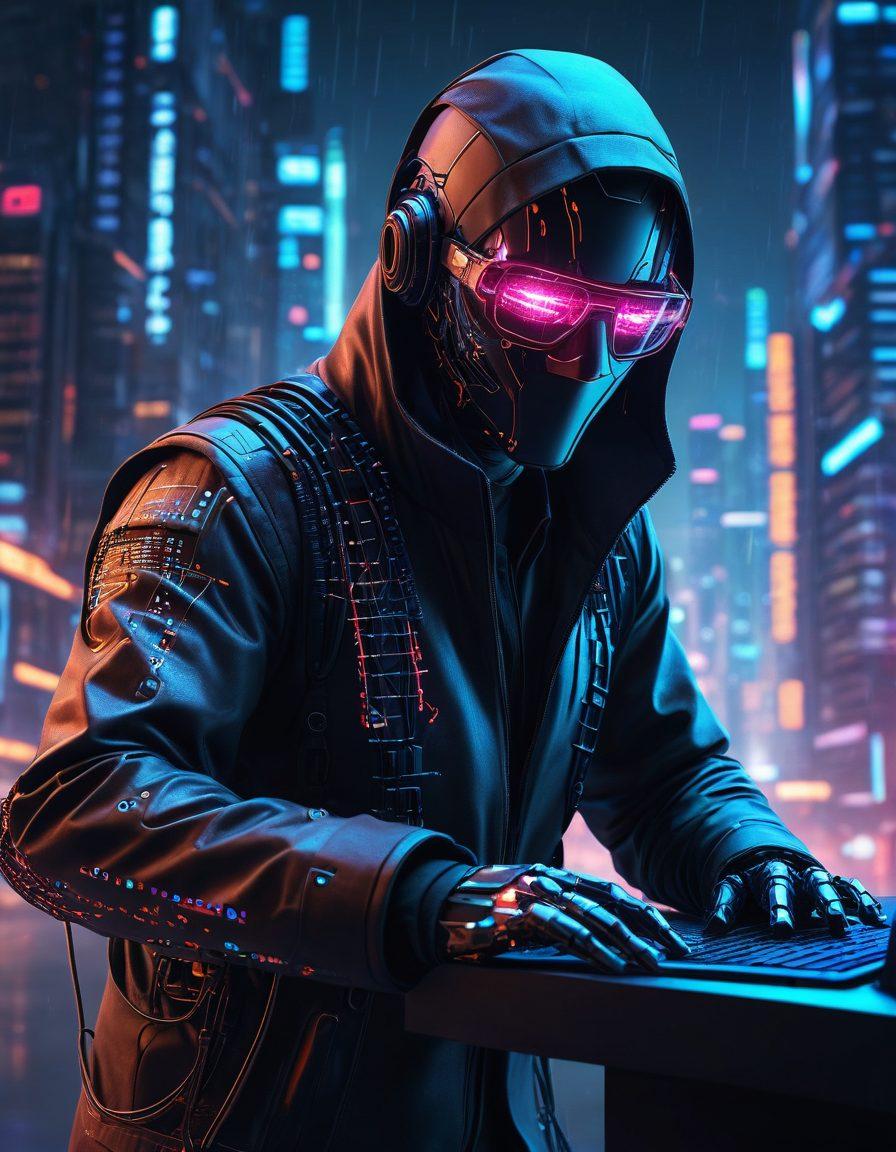 A futuristic secret agent figure, partially invisible, meticulously extracting glowing data from a vast digital web interwoven with strings of binary code, with spider-like robotic crawlers working beside. A mysterious, dark cityscape in the background signifies the covert nature of the operations. cyberpunk. vibrant colors. high-tech atmosphere. 3D.