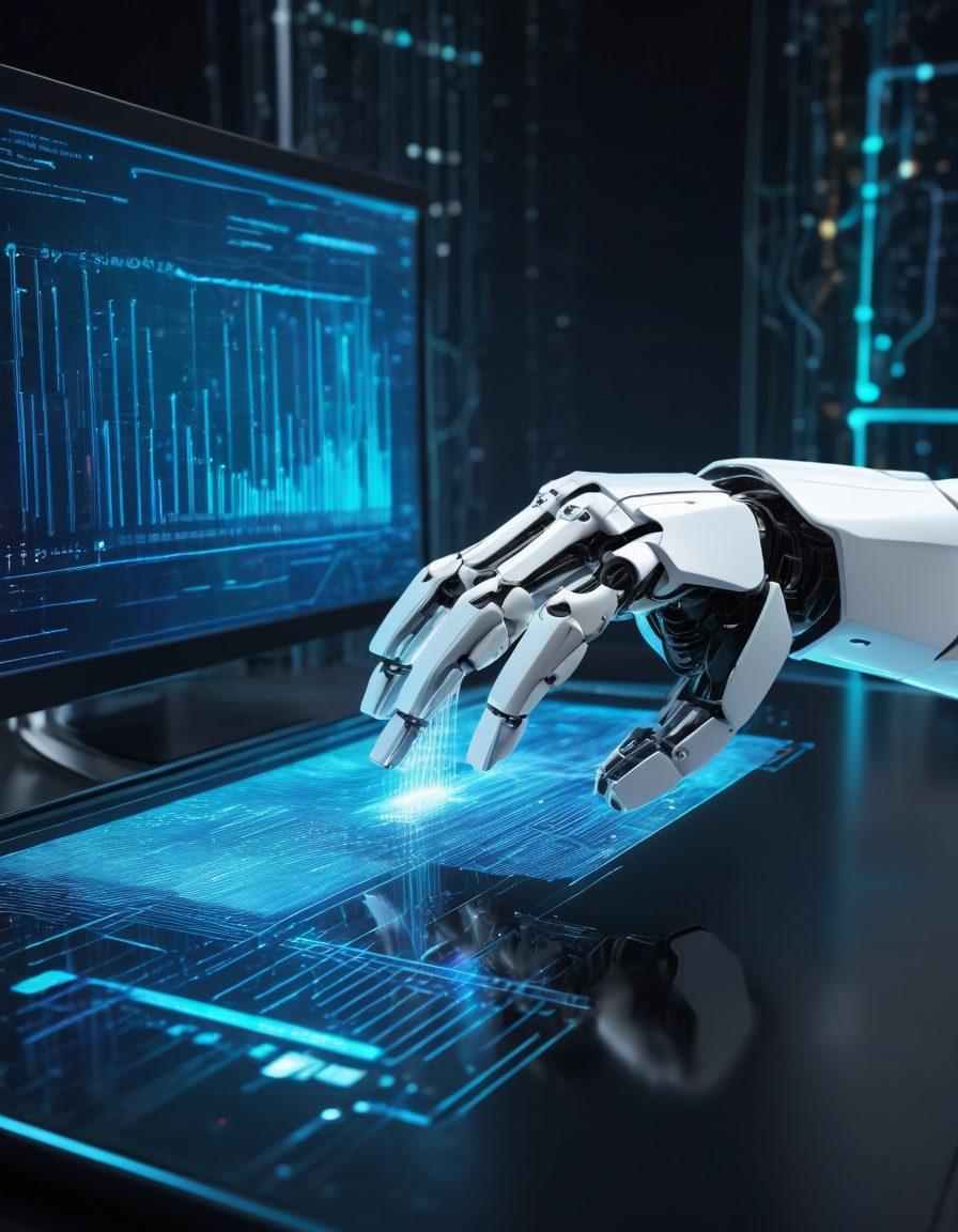 An illustration of a futuristic robotic arm meticulously extracting data from a digital matrix, with lines of code and datasets streaming into a glowing data lake. The background features a sleek, high-tech lab environment with holographic screens displaying analytics. vibrant colors. vector art.